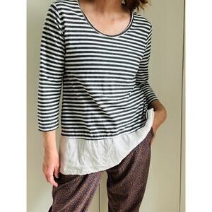 Cut Loose Women's Linen Top/T Shirt Braton Strip Nautical Size M Lagen Look